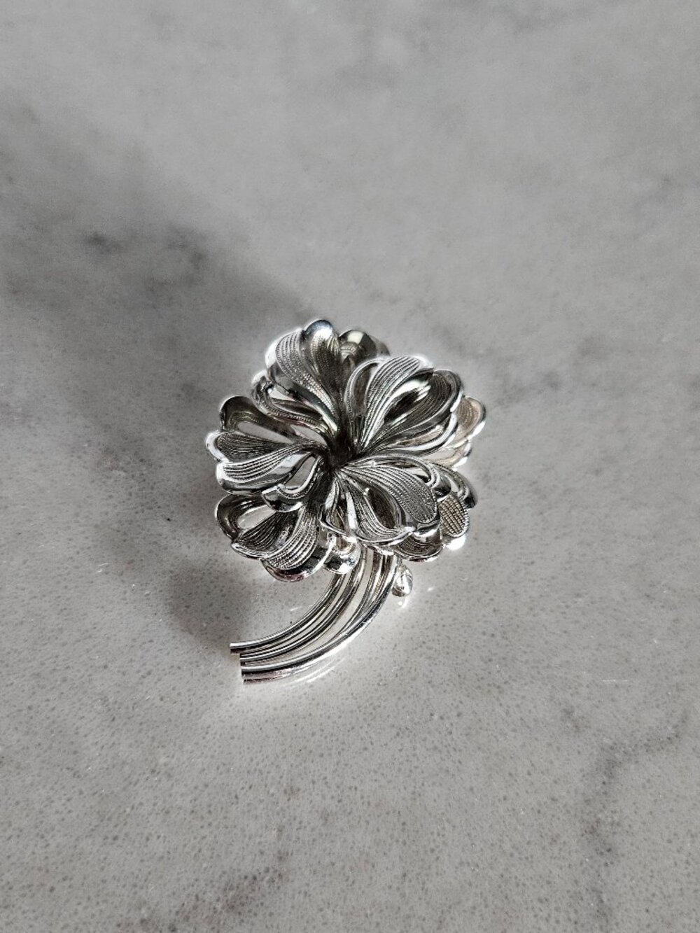 RARE AND VINTAGE FORSTNER STERLING SILVER 925 DOUBLE-PETALLED FLOWER BROOCH /PIN